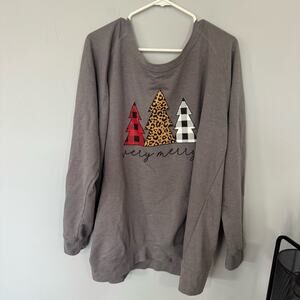 Instant Message Gray Christmas Sweatshirt Women’s Plus Size 4X Very Merry
